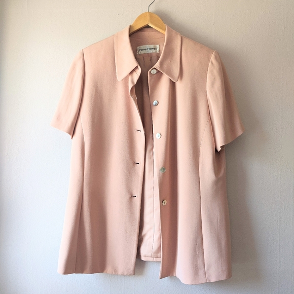 Vintage 100% Silk Shortsleeve Blazer - Picture 2 of 9